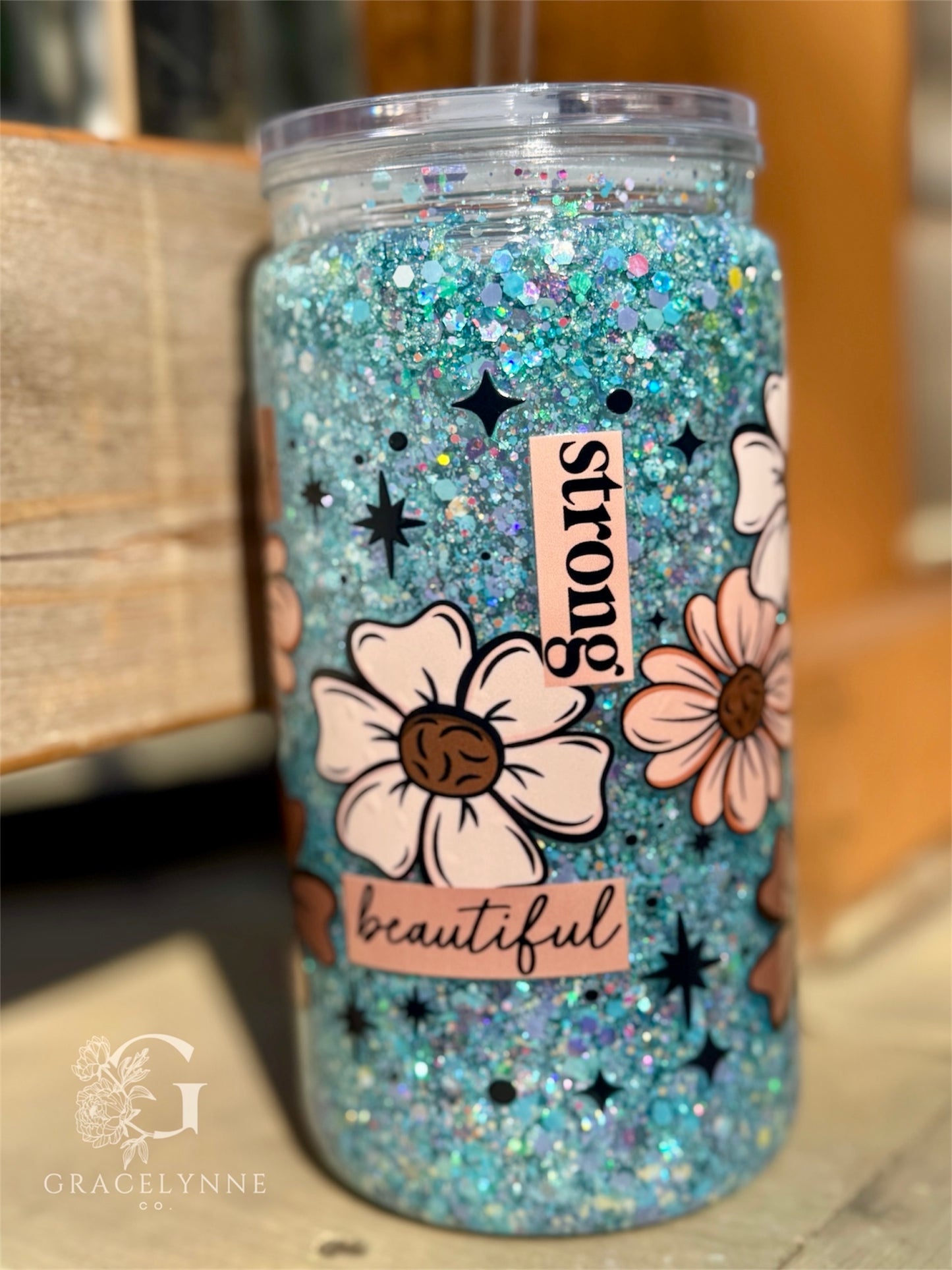 26. Brave, Strong, Fearless, Beautiful - 16 oz Plastic Snowglobe