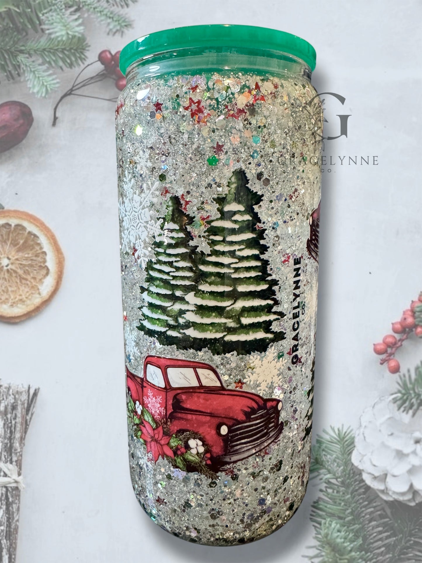 38. Christmas Tree Farm - 16 oz Glass Snowglobe