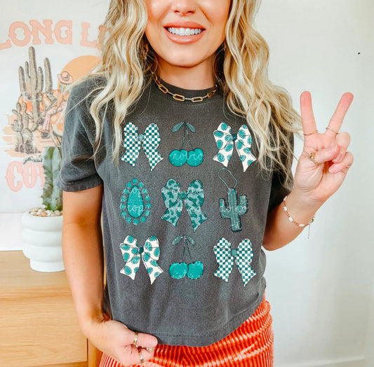 Western Bow Grid_DTF Color Transfer