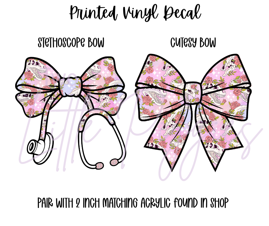 Printed Vinyl - Dinosaur Skulls and Flowers