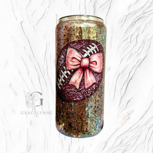 36. Mosaic Football- 16 oz Glass Snowglobe