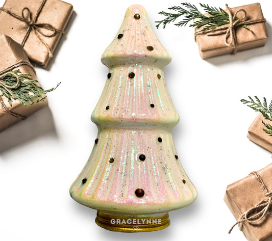 Glass Tree_white with pink to green shift and rhinestones