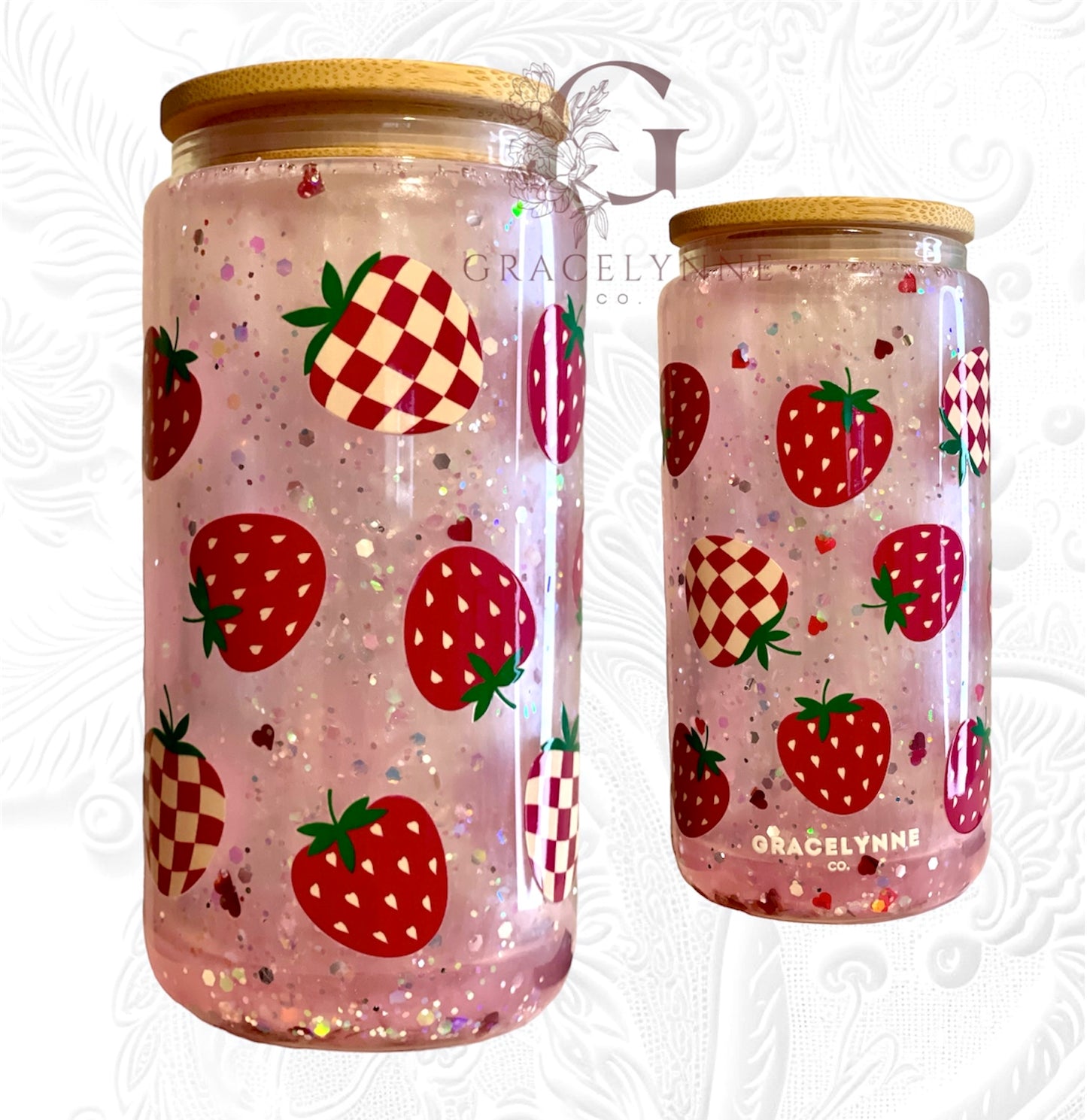 30. Strawberry Love - 16 oz Glass Snowglobe