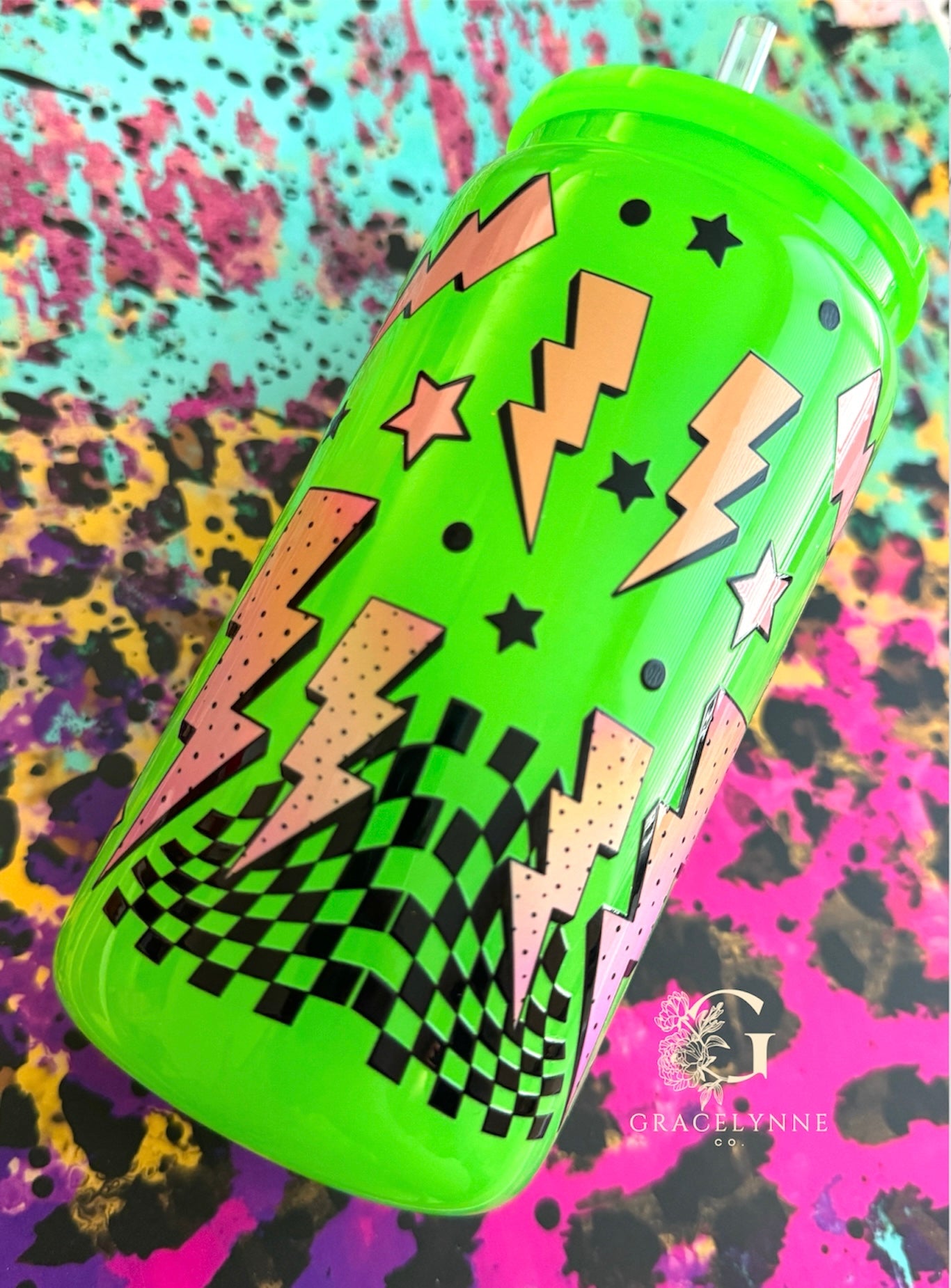 46. Not perfect - Trust Issues - 16 oz Glass Neon Green