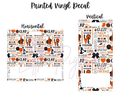 Printed Vinyl - Cheer - Orange and Black