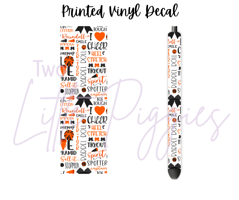 Printed Vinyl - Cheer - Orange and Black