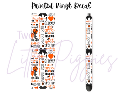 Printed Vinyl - Cheer - Orange and Black