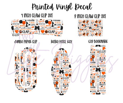 Printed Vinyl - Cheer - Orange and Black