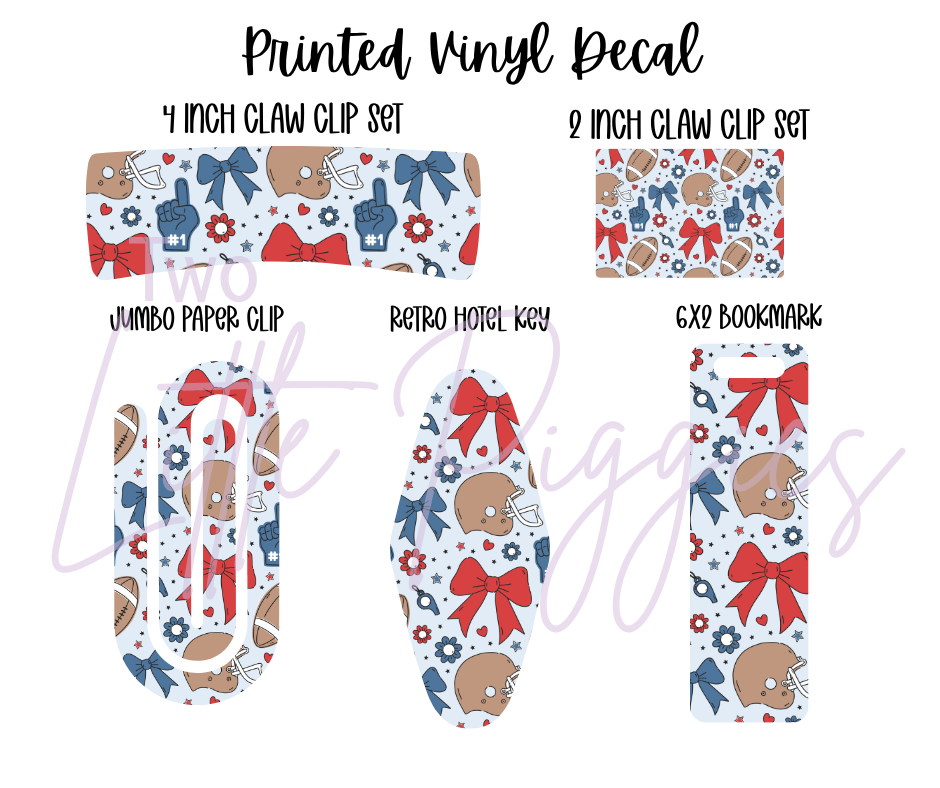 Printed Vinyl - Football and Bows