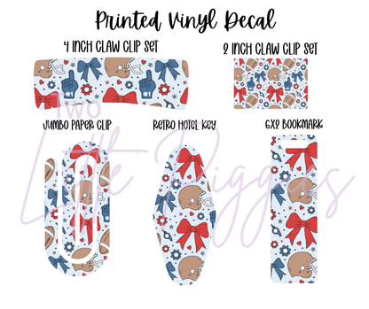 Printed Vinyl - Football and Bows