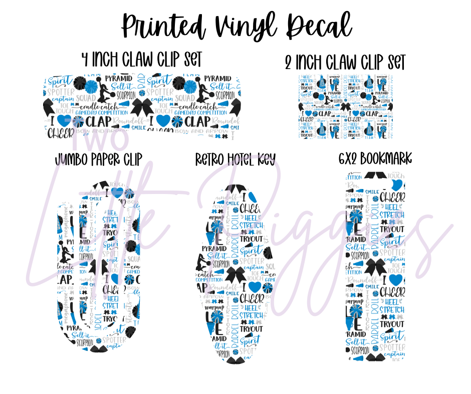 Printed Vinyl - Cheer - Blue and Gray