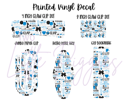 Printed Vinyl - Cheer - Blue and Gray