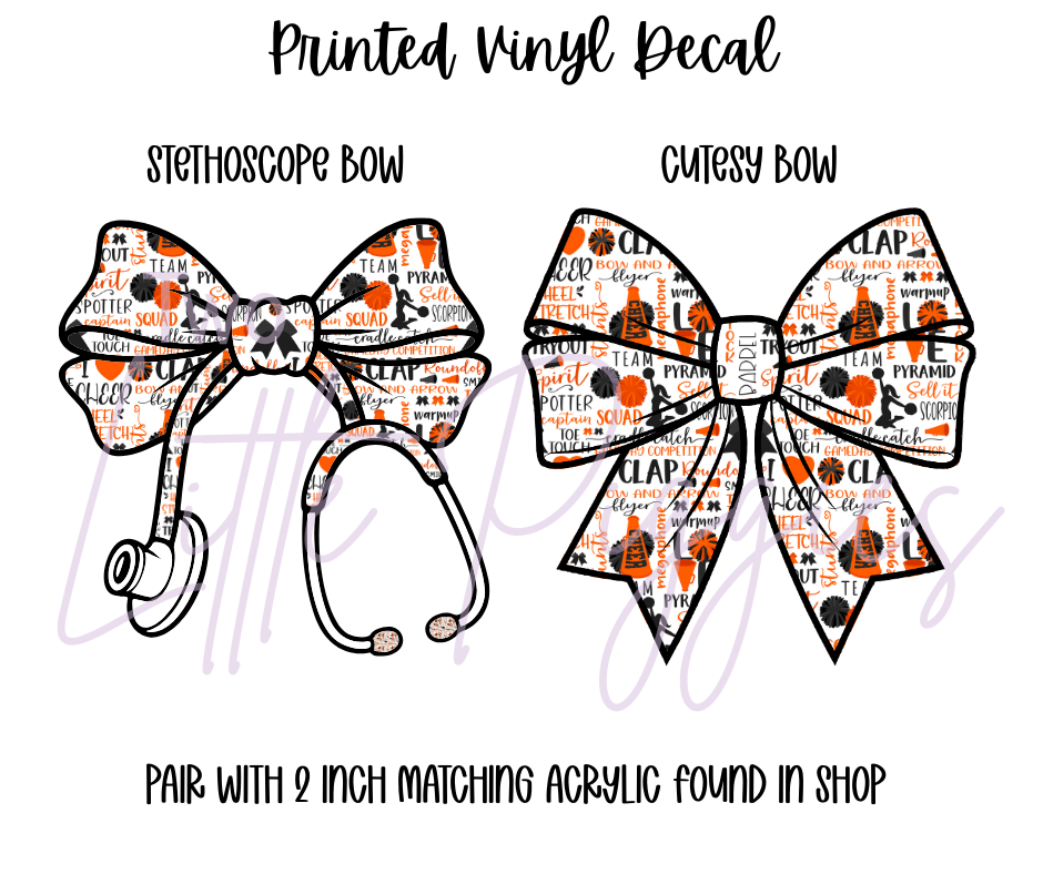 Printed Vinyl - Cheer - Orange and Black