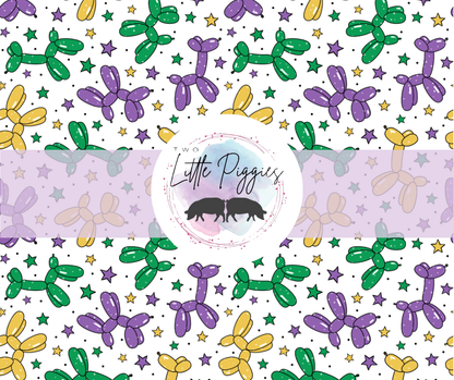 Printed Vinyl - Mardi Gras Balloon Dogs