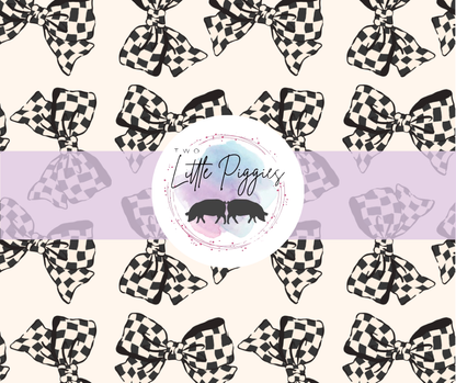 Printed Vinyl - Black and White Checkered Bows