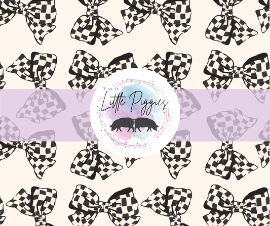 Printed Vinyl - Black and White Checkered Bows