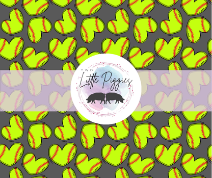 Printed Vinyl - Softball Hearts