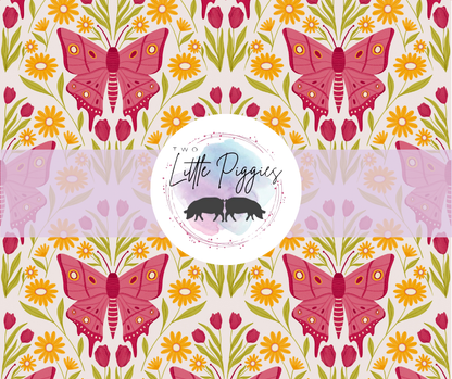 Printed Vinyl - Moths and Tulips