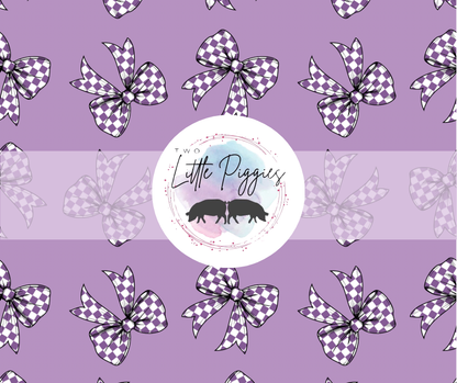 Printed Vinyl - Purple Checkered Bows
