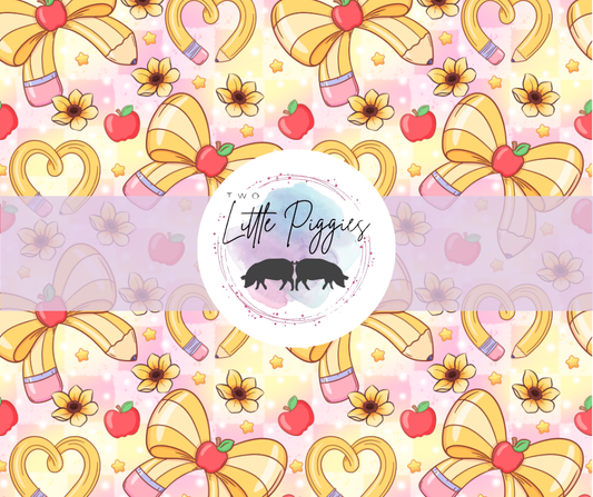 Printed Vinyl - Back to School - Heart Pencil Bow