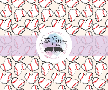 Printed Vinyl - Baseball Hearts