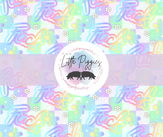 Printed Vinyl - Pastel Rainbow F*** on White Checker