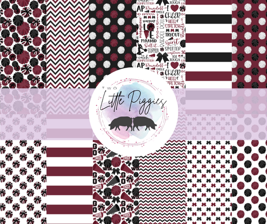 Printed Vinyl - Cheer - Burgundy, White and Black