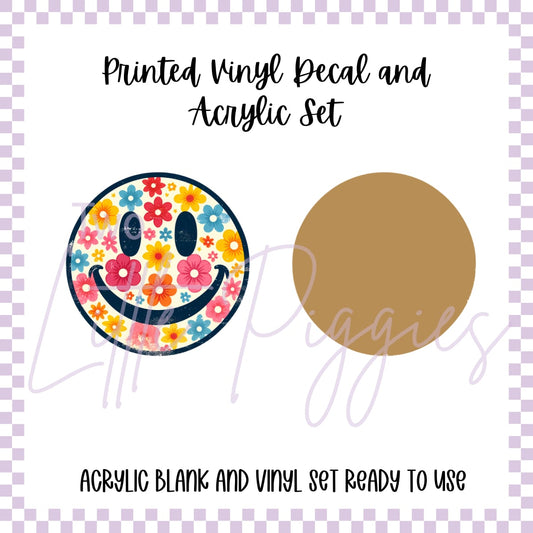 Printed Vinyl and Acrylic Set - Summer Floral Smiley