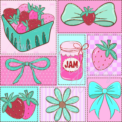 Printed Vinyl - Patchwork - Strawberry Jam