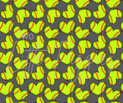 Printed Vinyl - Softball Hearts