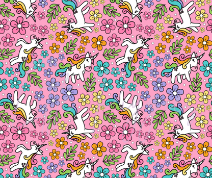 Printed Vinyl - Unicorns and Flowers