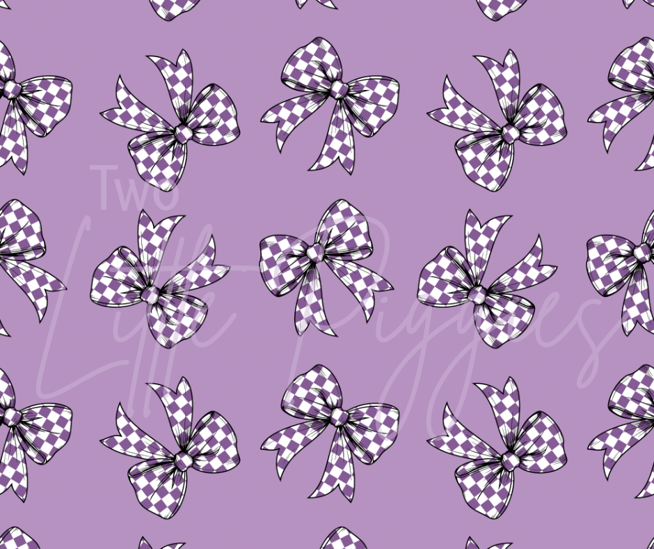 Printed Vinyl - Purple Checkered Bows