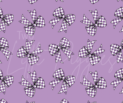 Printed Vinyl - Purple Checkered Bows