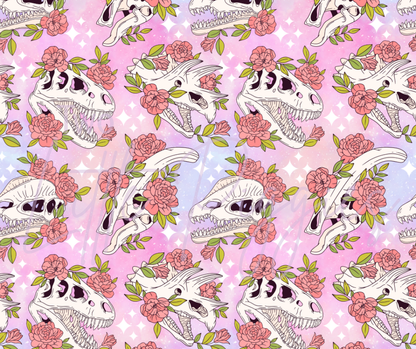 Printed Vinyl - Dinosaur Skulls and Flowers