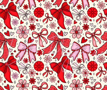 Printed Vinyl - Red and Pink Bows