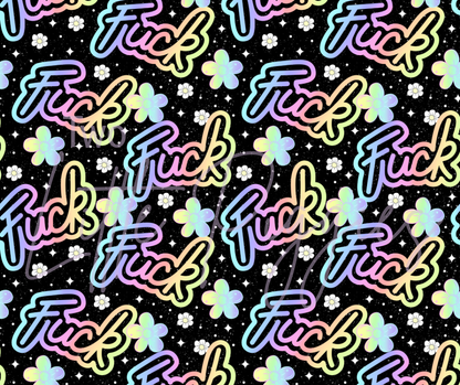 Printed Vinyl - Pastel Rainbow F*** on Black