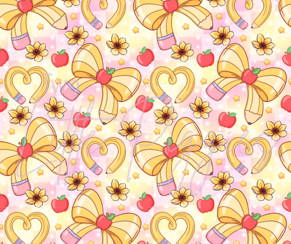 Printed Vinyl - Back to School - Heart Pencil Bow