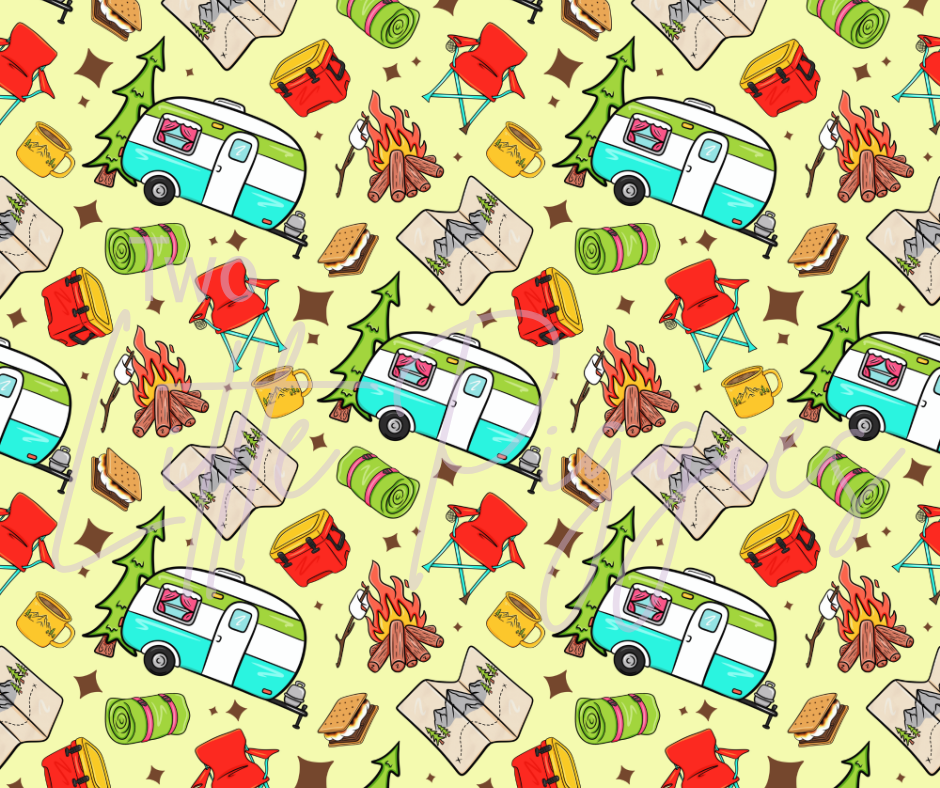 Printed Vinyl - Let's Go Camping - Yellow