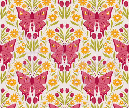 Printed Vinyl - Moths and Tulips