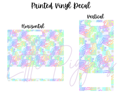 Printed Vinyl - Pastel Rainbow F*** on White Checker