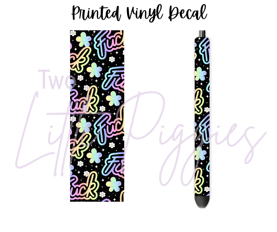 Printed Vinyl - Pastel Rainbow F*** on Black