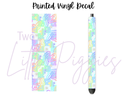 Printed Vinyl - Pastel Rainbow F*** on White Checker