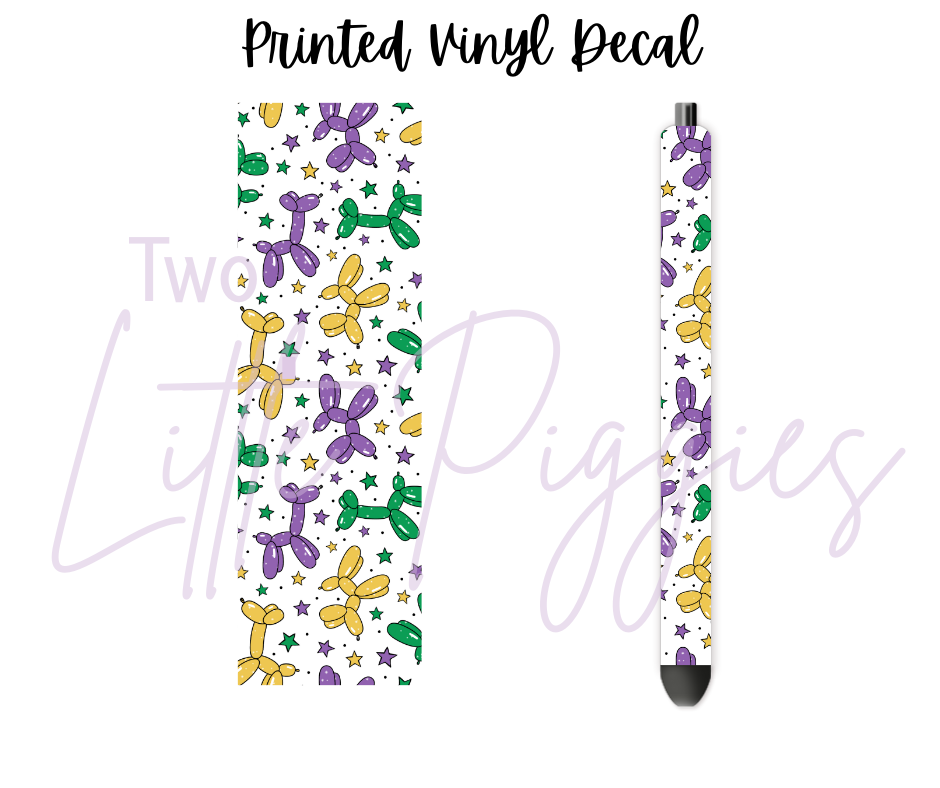 Printed Vinyl - Mardi Gras Balloon Dogs