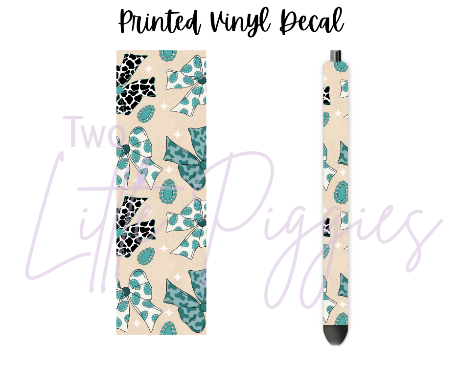 Printed Vinyl - Western Teal Bows