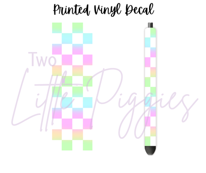 Printed Vinyl - Pastel Rainbow Checker