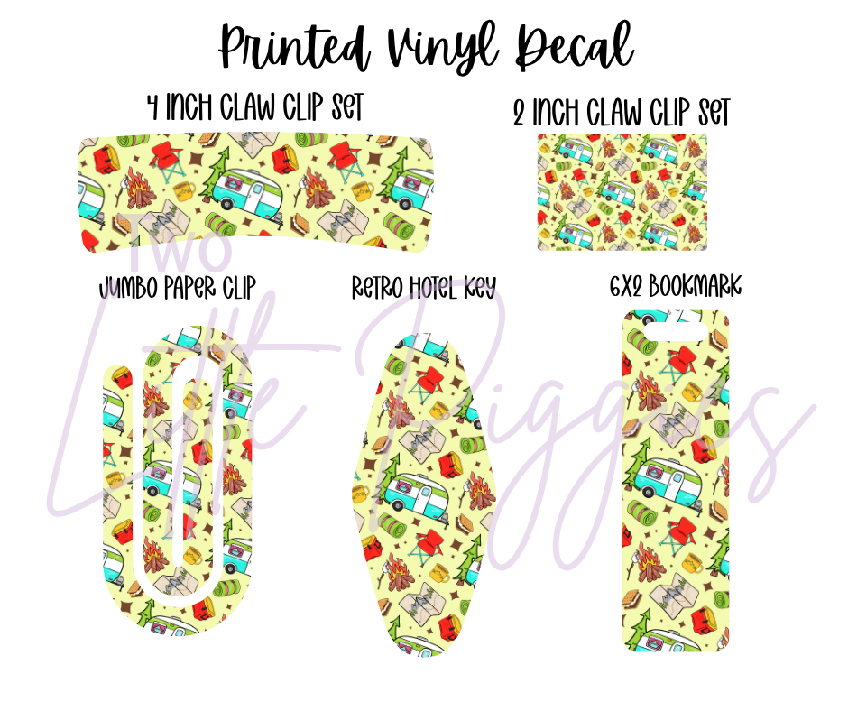 Printed Vinyl - Let's Go Camping - Yellow