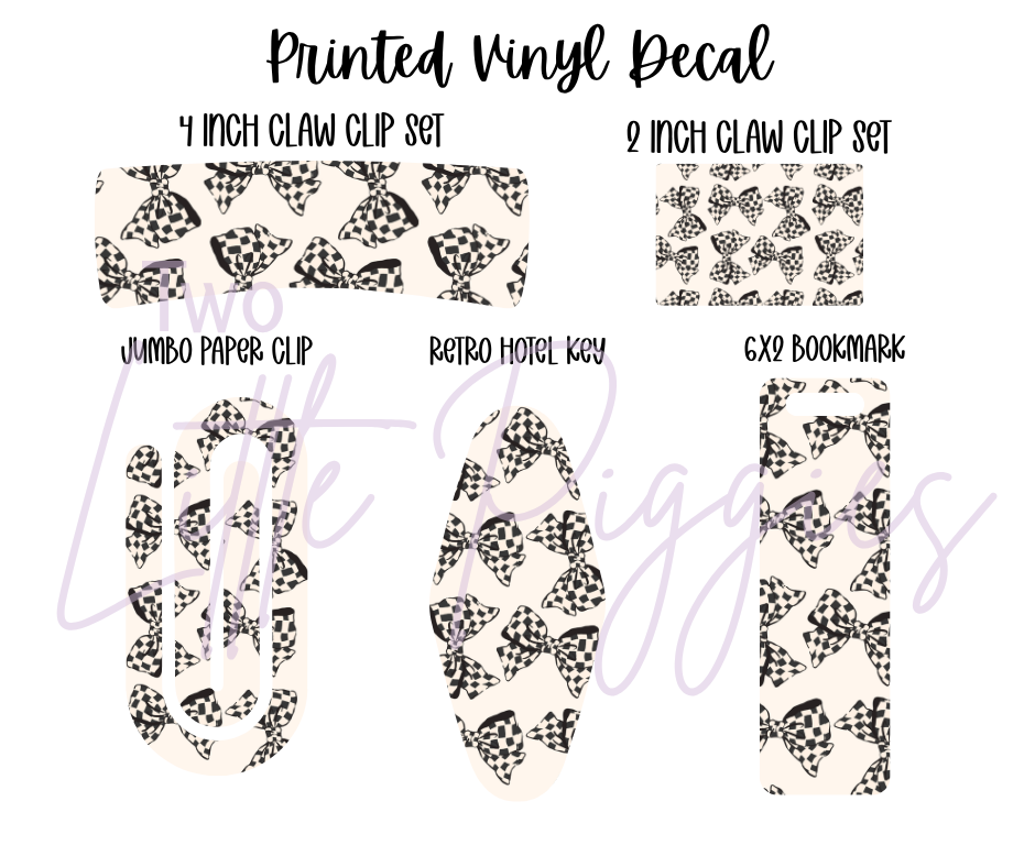 Printed Vinyl - Black and White Checkered Bows
