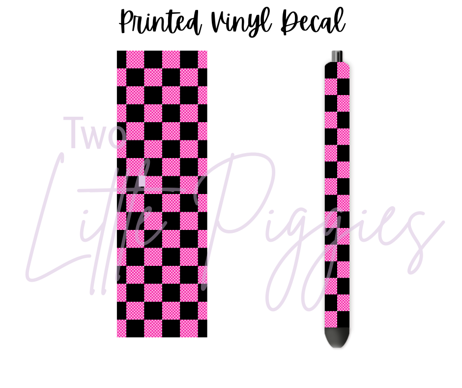 Printed Vinyl -  Pink and Black Checkered