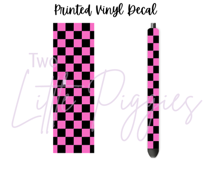 Printed Vinyl -  Pink and Black Checkered