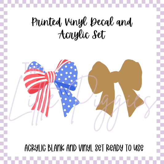 Printed Vinyl and Acrylic Set - 4th of July - Bow